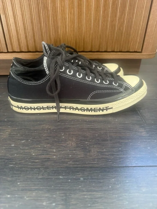 FRAGMENT DESIGN x MONCLER x CONVERSE UNISEX SNEAKERS, US MENS 9/WOMENS 11, BLACK - Picture 2 of 14